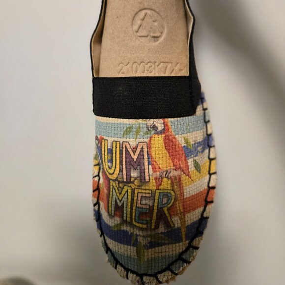 Women's Stripe/Floral Fabric Slingback Espadrille Sandals - Multicolors Size 7M - Picture 7 of 9